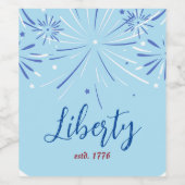 スカイブルー(ネイビーと白いスパークル) ワインラベル (シングルラベル)