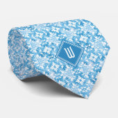 スカイブルー フラワー モノグラム ネクタイ (ロール)