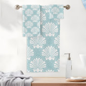 スカイブルー&ホワイトシーシェル バスタオルセット