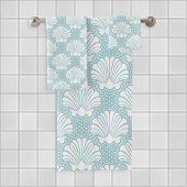 スカイブルー&ホワイトシーシェル バスタオルセット