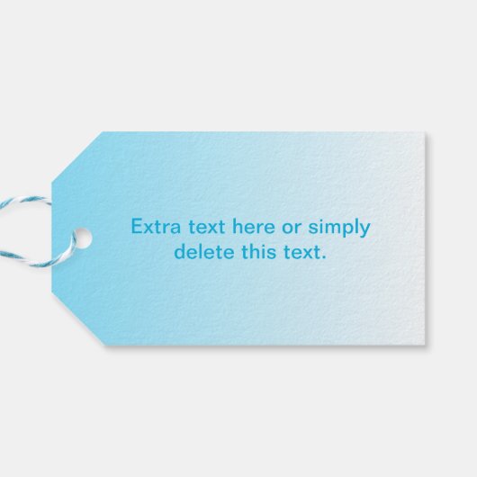 スカイブルー(変わりやすい色!)グラデーションと文字パターン ギフトタグ (裏面横)