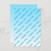 スカイブルー(変わりやすい色!)グラデーションと文字パターン サンキューカード (正面/裏面)