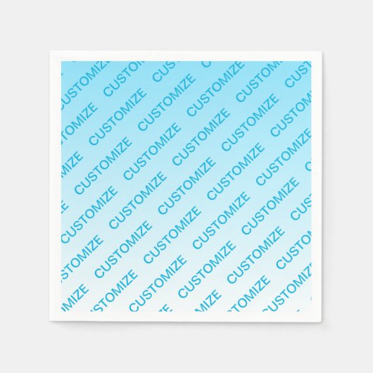 スカイブルー（変わりやすい色！）グラデーションと文字パターン スタンダードカクテルナプキン (正面)