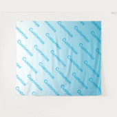 スカイブルー（変わりやすい色！）グラデーションと文字パターン タペストリー (正面(横))