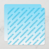 スカイブルー（変わりやすい色！）グラデーションと文字パターン ノートカード (正面/裏面)