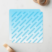 スカイブルー（変わりやすい色！）グラデーションと文字パターン ノートカード (正面/裏面インサイチュ)