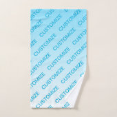 スカイブルー(変わりやすい色!)グラデーションと文字パターン バスタオルセット (ハンドタオル)