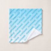 スカイブルー（変わりやすい色！）グラデーションと文字パターン バスタオルセット (ウォッシュタオル)