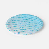 スカイブルー（変わりやすい色！）グラデーションと文字パターン ペーパープレート (アングル)