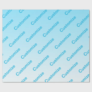 スカイブルー(変わりやすい色!)グラデーションと文字パターン ラッピングペーパー