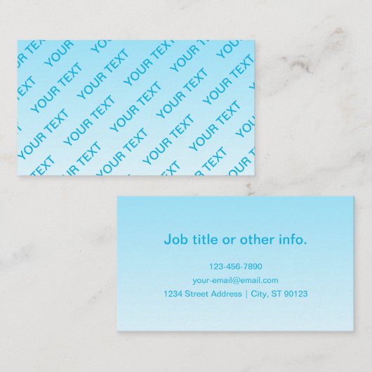 スカイブルー(変わりやすい色!)グラデーションと文字パターン 名刺 (正面/裏面)