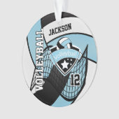 スカイブルー、白黒バレーボール🏐❤ オーナメント (正面)