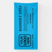 スカイブルー | 黒モダンのビジネスロゴ 横断幕 (縦)