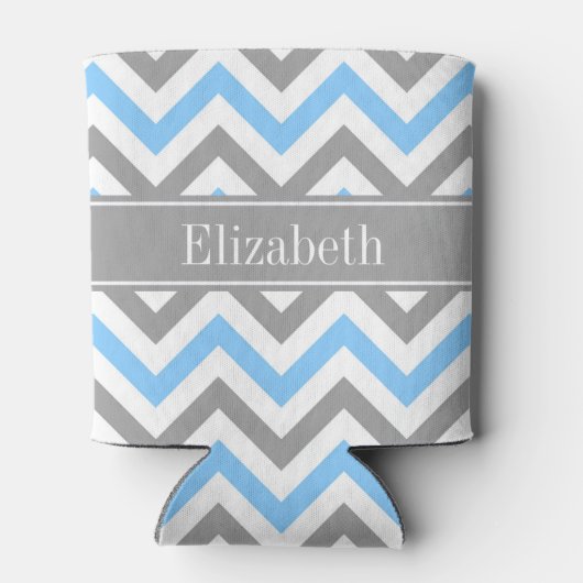 スカイブルーDKグレーウィットシェブロングレーネームモノグラム 缶クーラー (裏面)