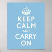 スカイブルーKeep Calm and Carry On ポスター (正面)