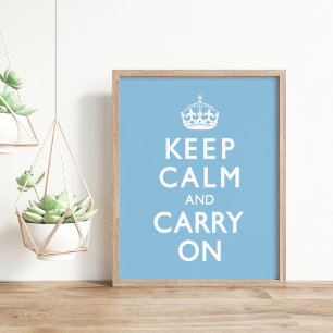 スカイブルーKeep Calm and Carry On ポスター