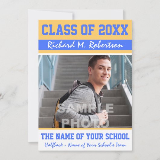 スカイブ王室のルー&金ゴールドアスリート卒業 招待状 (裏面)