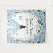 スカイベビーブルーフローラプリンセスキンセアニラバックドロップ タペストリー (正面(横))