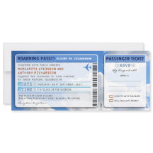 スカイボーディングパス結婚のチケット招待状（rsvp付）