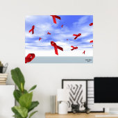 スカイポスターに浮かぶAIDSリボン ポスター (ホームオフィス)