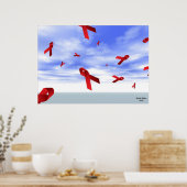 スカイポスターに浮かぶAIDSリボン ポスター (キッチン)