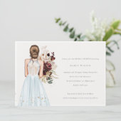 スカイミニマルブルーズ結婚ガウンブライダルシャワー招待状 サンキューカード (スタンド正面)