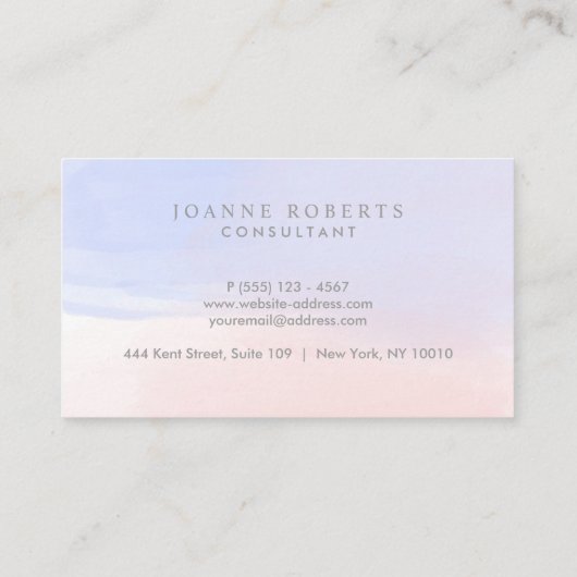 スカイモダンブルーピンクグラデーション美しいまたはプロフェッショナル 名刺 (裏面)