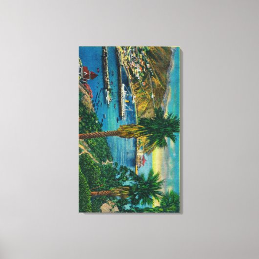 スカイラインからサンタカタリナ島アバロンベイ キャンバスプリント (正面)