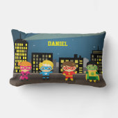 スカイラインのかわいいスーパーヒーローの子供へ部屋 ランバークッション (正面)