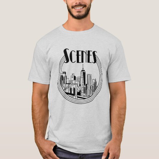 スカイラインのシーン円形 Tシャツ (正面)