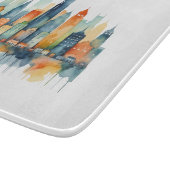 スカイラインアーバンシティスケープ水彩シティキッチン カッティングボード (角)