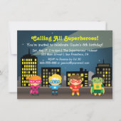 スカイラインスーパーヒーロー誕生日パ子供へーティ 招待状 (正面)