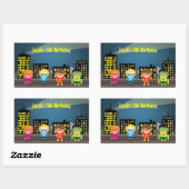 スカイラインスーパーヒーロー誕生日パ子供へーティ 長方形シール (シート)