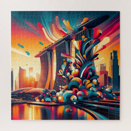 スカイラインファンタジー：シンガポールのマリーナベイ ジグソーパズル (縦)