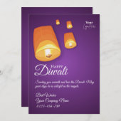 スカイランタンエレガントディワリグリーティングカード サンキューカード (正面/裏面)