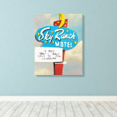 スカイランチモーテルサイン キャンバスプリント (インサイチュ (ウッドフロア))