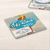 スカイランチモーテルサイン スクエアペーパーコースター (アングル)