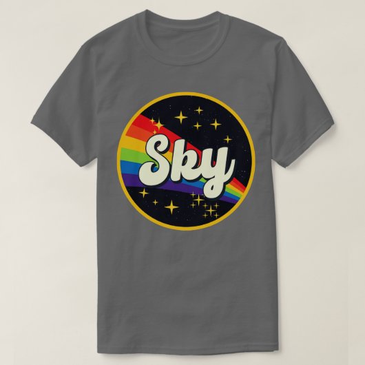 スカイレインボーイン宇宙ヴィンテージスタイル Tシャツ (デザイン正面)