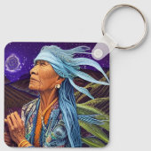 スカイロードウォーカー先住民アメリカンファンタジーアート キーホルダー (裏面)
