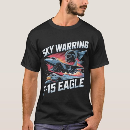 スカイワリングF-15イーグル戦闘機航空戦 Tシャツ (正面)