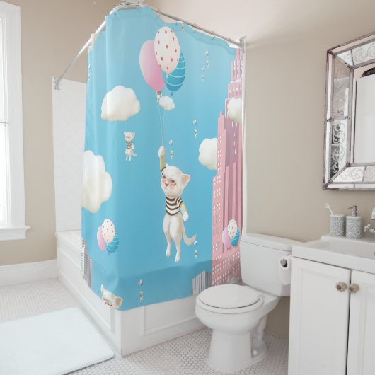 スカイワードの子猫 シャワーカーテン (インサイチュ)