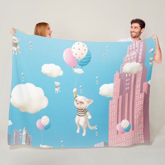 スカイワードの子猫 フリースブランケット (インサイチュ)