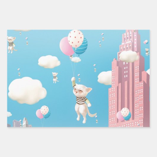 スカイワードの子猫 ラッピングペーパーシート (正面)