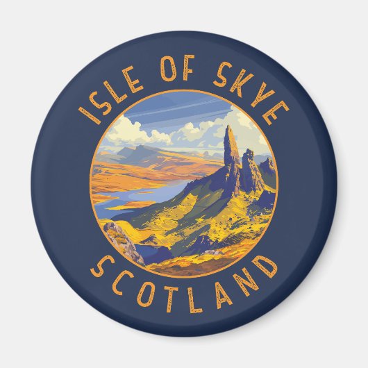 スカイ島スコットランドレトロ動揺してサークル マグネット (正面)