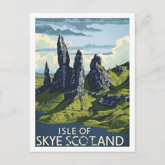 スカイ島スコットランドヴィンテージ有名な旅行プレイス ポストカード (正面)