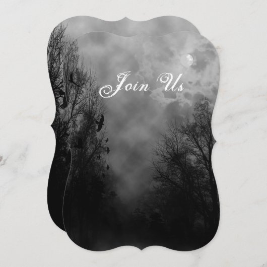 スカイ幽霊のよく出るウィズレイヴンカスタムハロウィーン招待状 招待状 (正面/裏面)