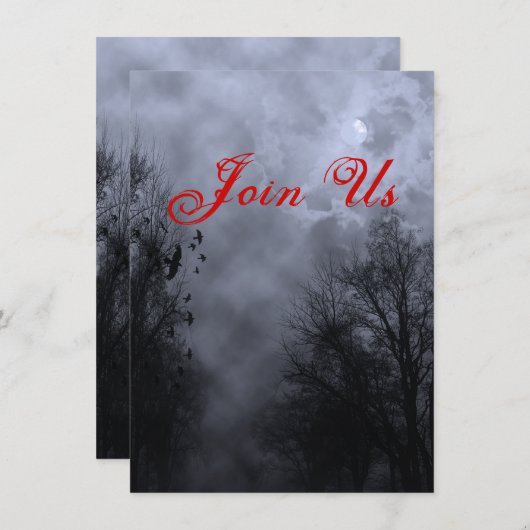 スカイ幽霊のよく出るカスタム招待状ブルーミストハロウィーン 招待状 (正面/裏面)