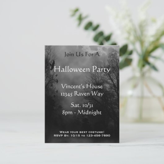 スカイ幽霊のよく出るハロウィーン招待状はがき インビテーションポストカード (スタンド正面)