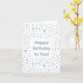 スカイ紙吹雪水色ドット誕生日カード カード (黄色い花)