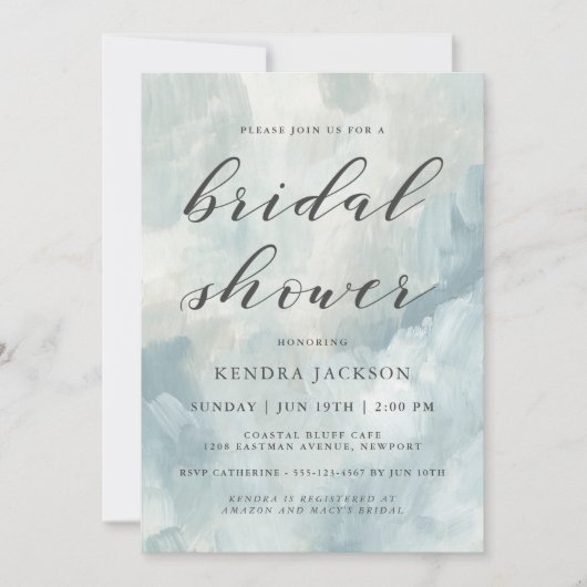 スカイ絵を描抽象芸術ブラシストロークブライダルシャワー 招待状 (正面)